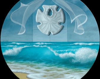 Original Oil Painting on Round Canvas, Summer Breeze, by George A. Gonzalez