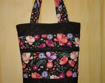 Bright Stripes and Polka Dots Ready to Ship Weekend BagSatchelLarge PurseInsulated Bag Large Reversible Quilted Tote