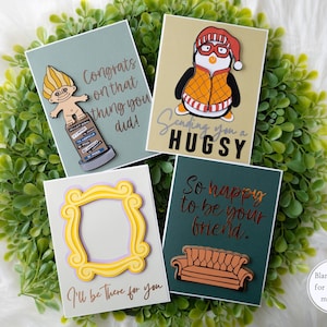 Grußkarten für Freunde – 4er-Pack – Ich bin für Sie da – Geller Cup – Hugsy-Karte – Freundschaftskarten – Karten für den Alltag – handgefertigte Grußkarte