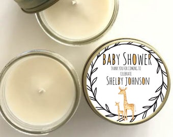 Baby Shower Personalized Candle Favors - Safari Giraffe Theme - Baby Shower Theme - Baby Shower Decor - Safari Baby Shower