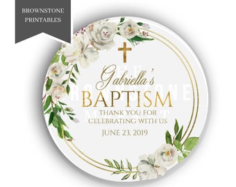 Baptism Stickers, Favor Label, Baby Dedication Stickers, Girl Baptism Labels, Christening Favor Tag, Baptism Labels, God Bless, White Gold
