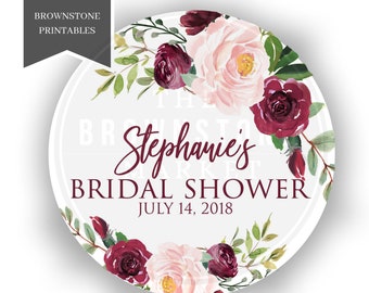 Bridal Shower Stickers , Shower Favors, Shower Stickers, Shower Labels, Thank You Stickers, Red and Pink Floral Bridal Shower