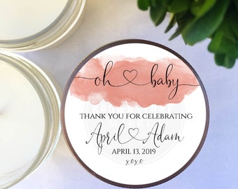 Baby Shower Personalized Candle Favors - Oh Baby! - Baby Shower Theme - Baby Shower Decor - Personalized Gift