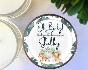 Baby Shower Favors - Safari Theme - Personalized Baby Shower Candle Favors - Baby Shower Decor - Personalized Gift