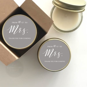Bridal Shower Favors  |Miss to Mrs Candle Favors |  Bridal Shower Candles| Personalized Favor Candles -