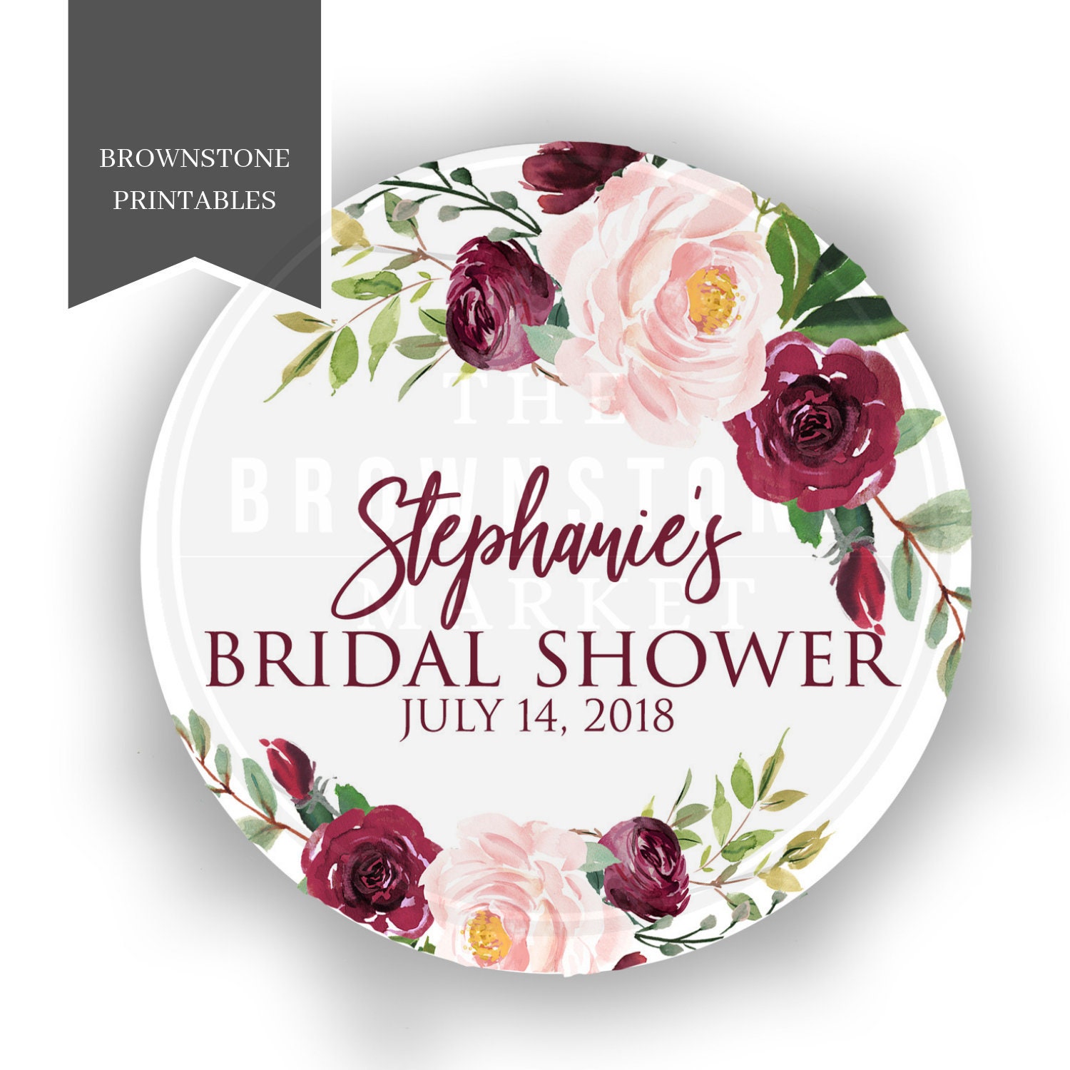 Bridal Shower Stickers , Shower Favors, Shower Stickers, Shower Labels, Thank You Stickers, Red and Pink Floral Bridal Shower