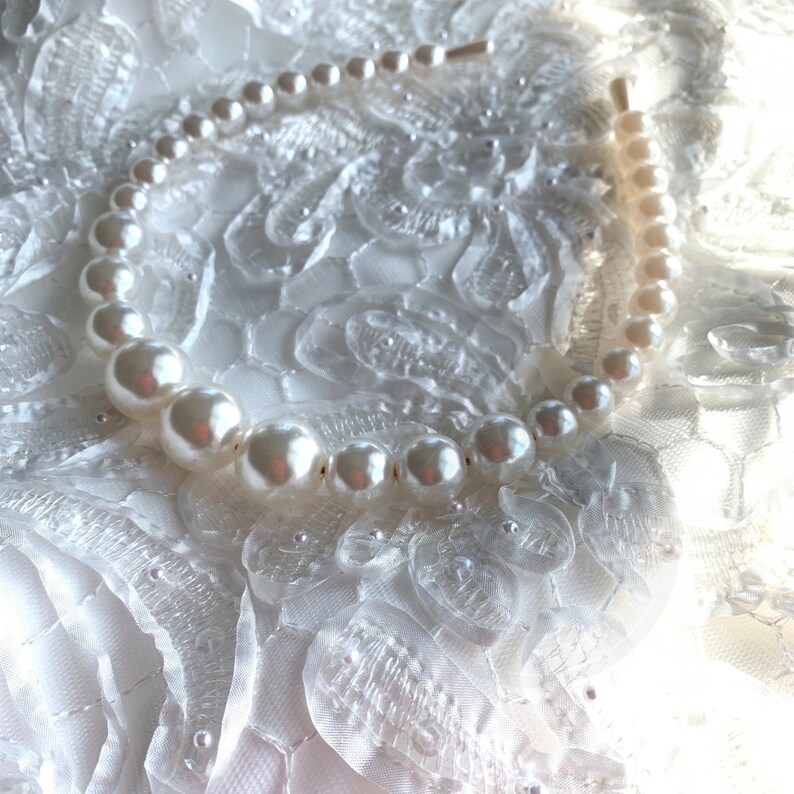 Pearl headband White Pearl Headband Pearl Crown Bridal Headband Bridal Shower, Pearl Wedding Headband