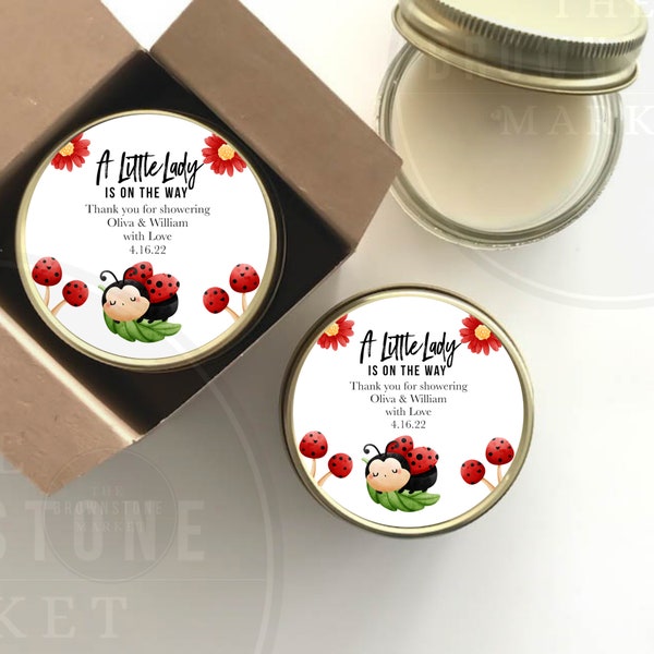 Baby Shower Favor Candles - A Little Ladybug Is On The Way Label |  Baby Shower Favors | Ladybug Baby Shower