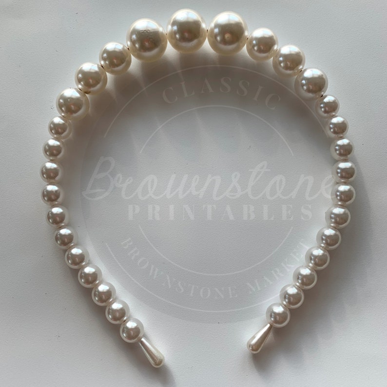 Pearl headband White Pearl Headband Pearl Crown Bridal Headband Bridal Shower, Pearl Wedding Headband