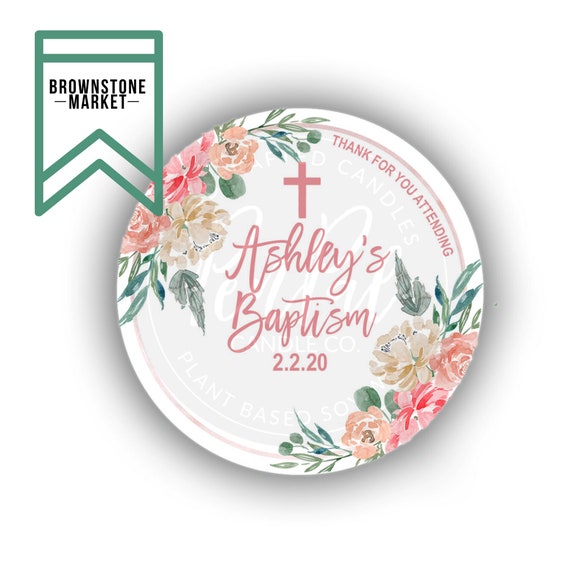 Pink Baptism Stickers Baptism Favor Label Baby Dedication Etsy