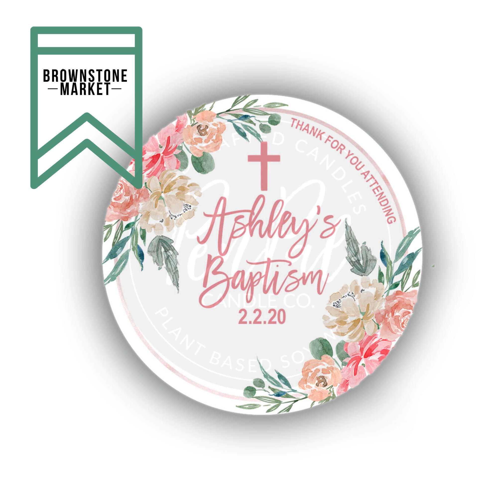 Pink Baptism Stickers Baptism Favor Label Baby Dedication Etsy