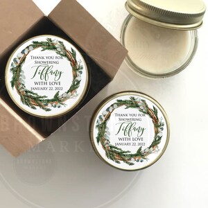 Bridal Shower Candle  |  Party Favors | Personalized Gift | Gold Floral -