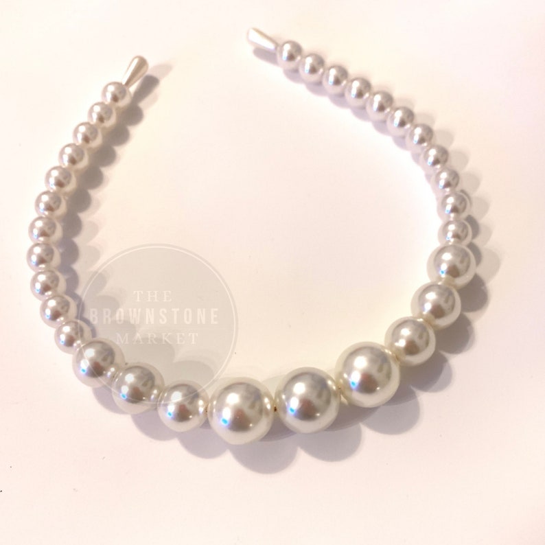 Pearl headband White Pearl Headband Pearl Crown Bridal Headband Bridal Shower, Pearl Wedding Headband