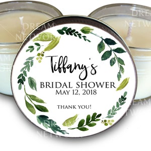 Bridal Shower Personalized Candle Favors |  Greenery Floral Bridal Shower Favors | Bridal Party Gift | Floral Ring Bridal -