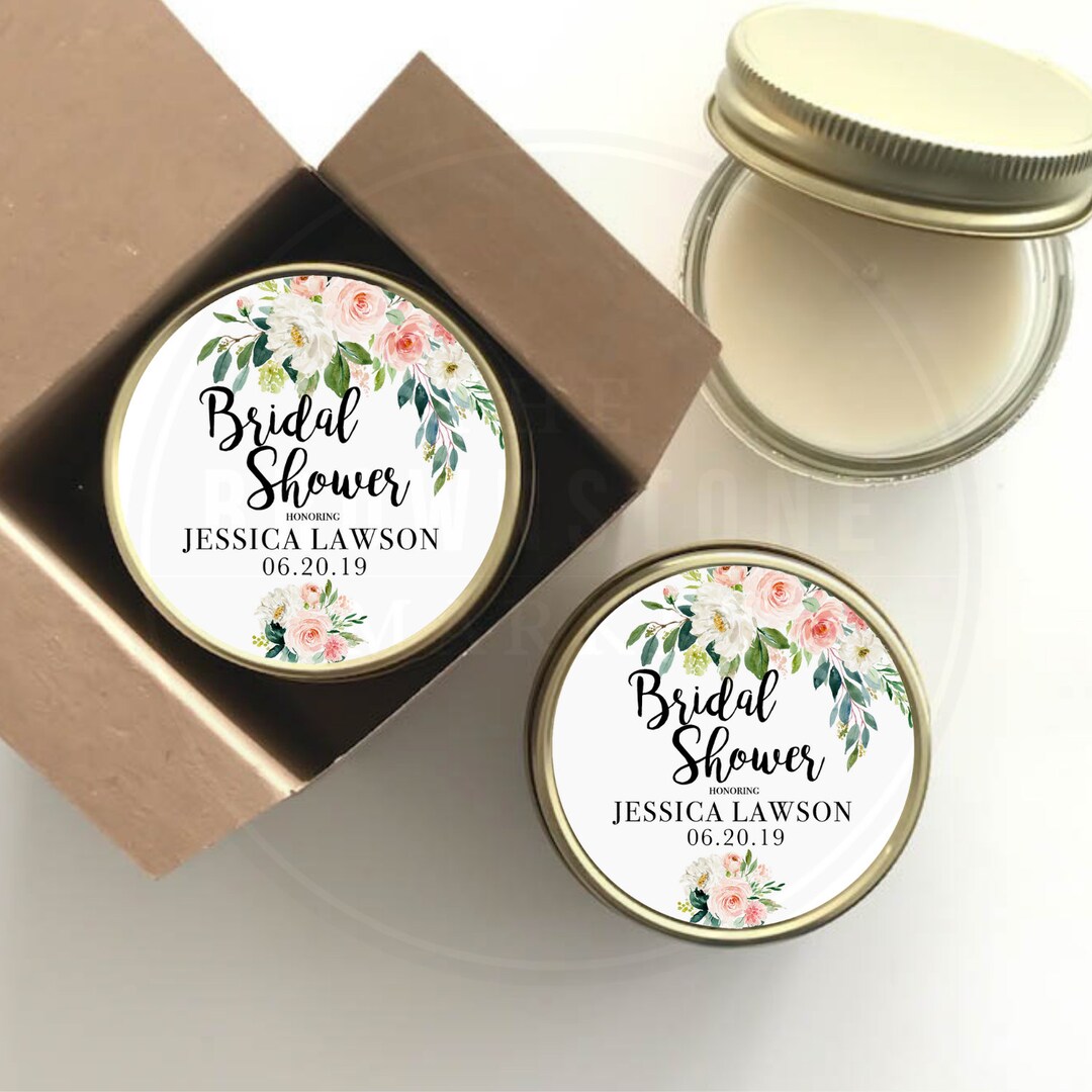 Personalized Bridal Shower Candle Favors: Blush Floral Design, 4oz Soy ...