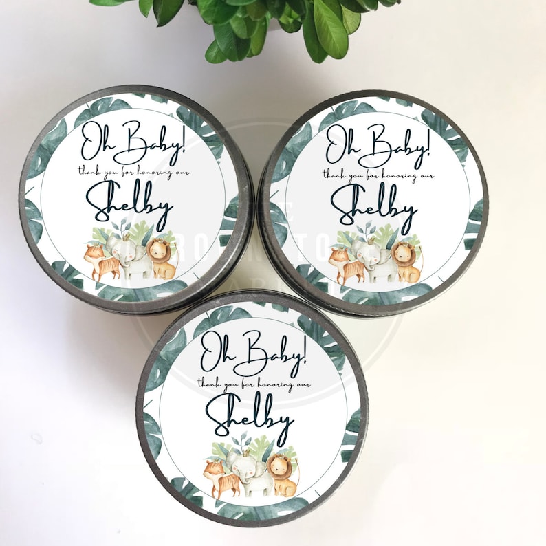 Set of 6 Candles Personalized Gift - Baby Shower Favors Personalized Baby Shower Candle Favors Baby Shower Decor Safari Theme