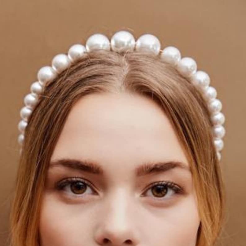 Pearl headband White Pearl Headband Pearl Crown Bridal Headband Bridal Shower, Pearl Wedding Headband