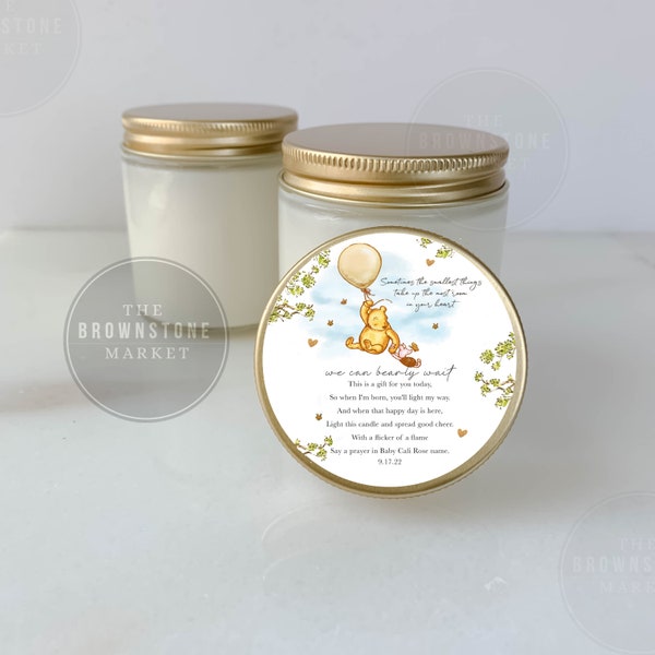 Little Bear Baby Shower Favor Candle - We can bearly wait  - pooh theme baby shower - Party Favors - Sold in Sets