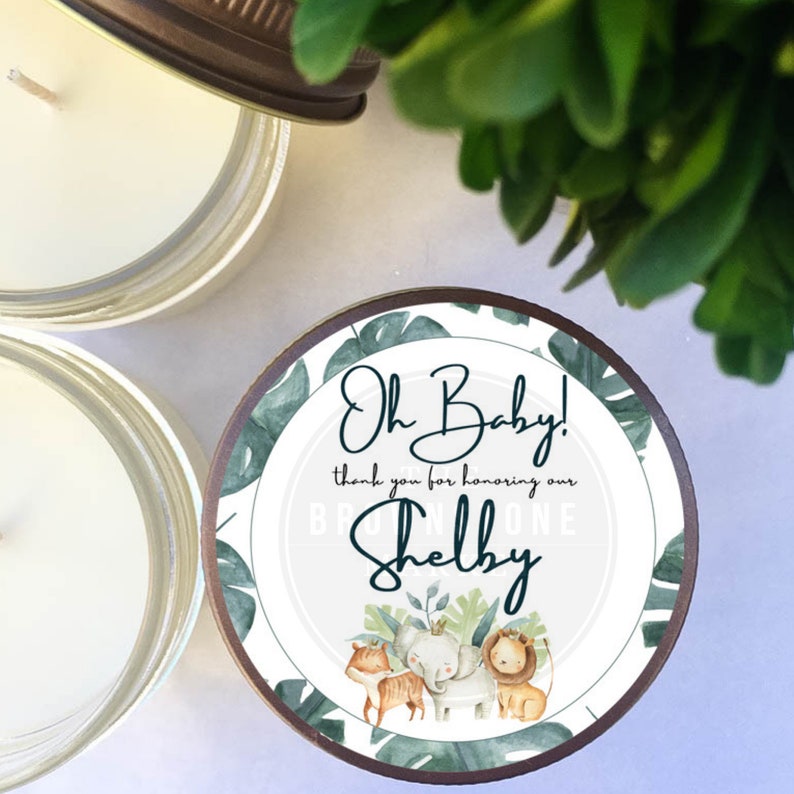 Set of 6 Candles Personalized Gift - Baby Shower Favors Personalized Baby Shower Candle Favors Baby Shower Decor Safari Theme