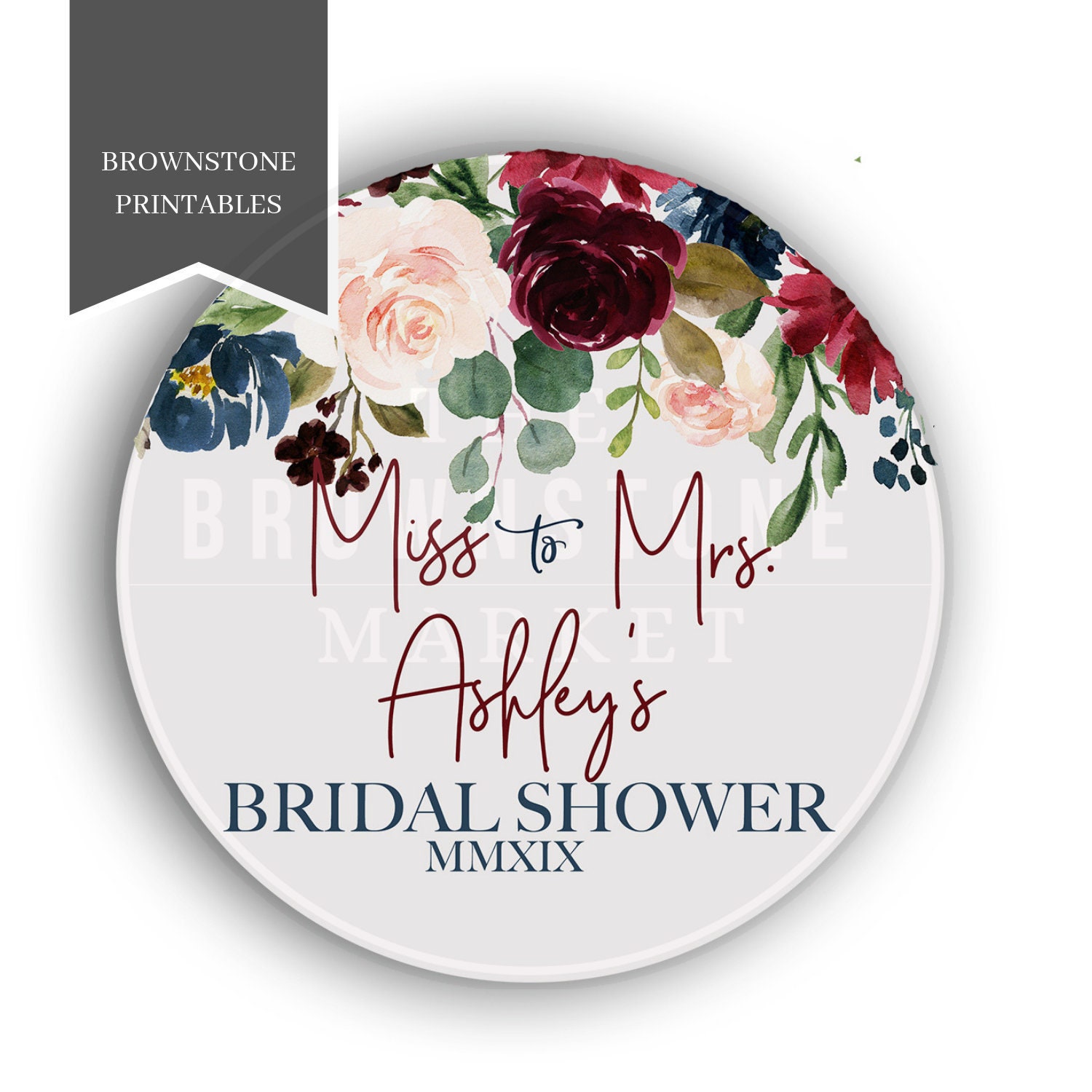 Magnolia Wreath Round Personalized Bridal \ Wedding Shower Sticker Labels 