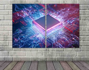 Electronics chip, Cirquit board canvas art, Engineer Technology art, Motherboard  canvas art Computer Technology Interior Technology Art