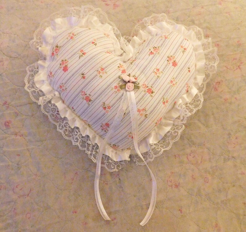 Shabby Chic Floral Heart Shaped Pillows Etsy