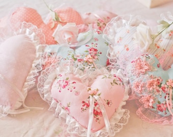 Shabby chic Lolita lace heart pillows