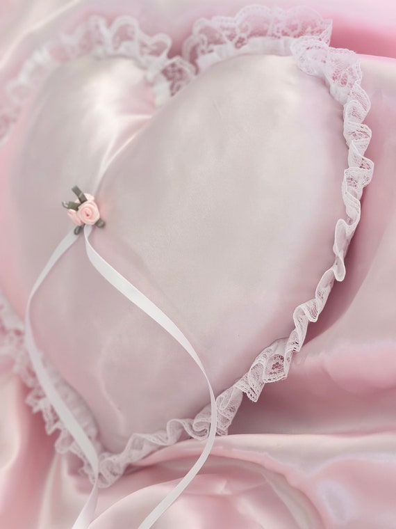 Blush Pink and White Lace Heart BRIDAL pillow or ornament Pink Heart Pillow Lace - Etsy main image 2