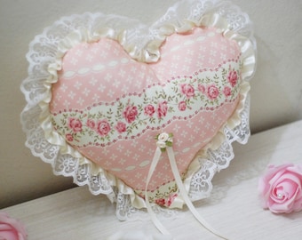 Shabby chic Lolita lace heart pillows