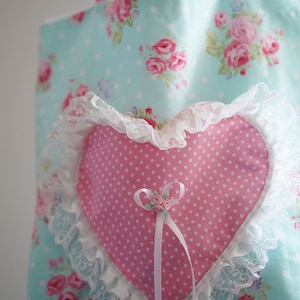 Shabby Chic Lolita floral pink feminine heart lace tote bag