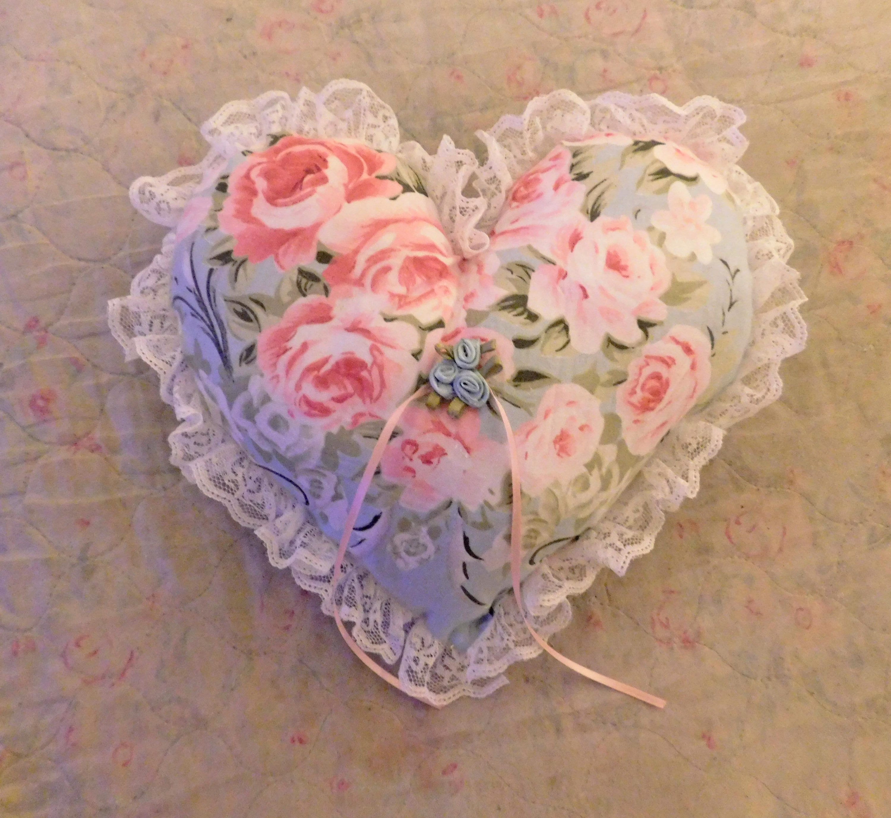 Shabby Chic Floral Heart Shaped Pillows - Etsy