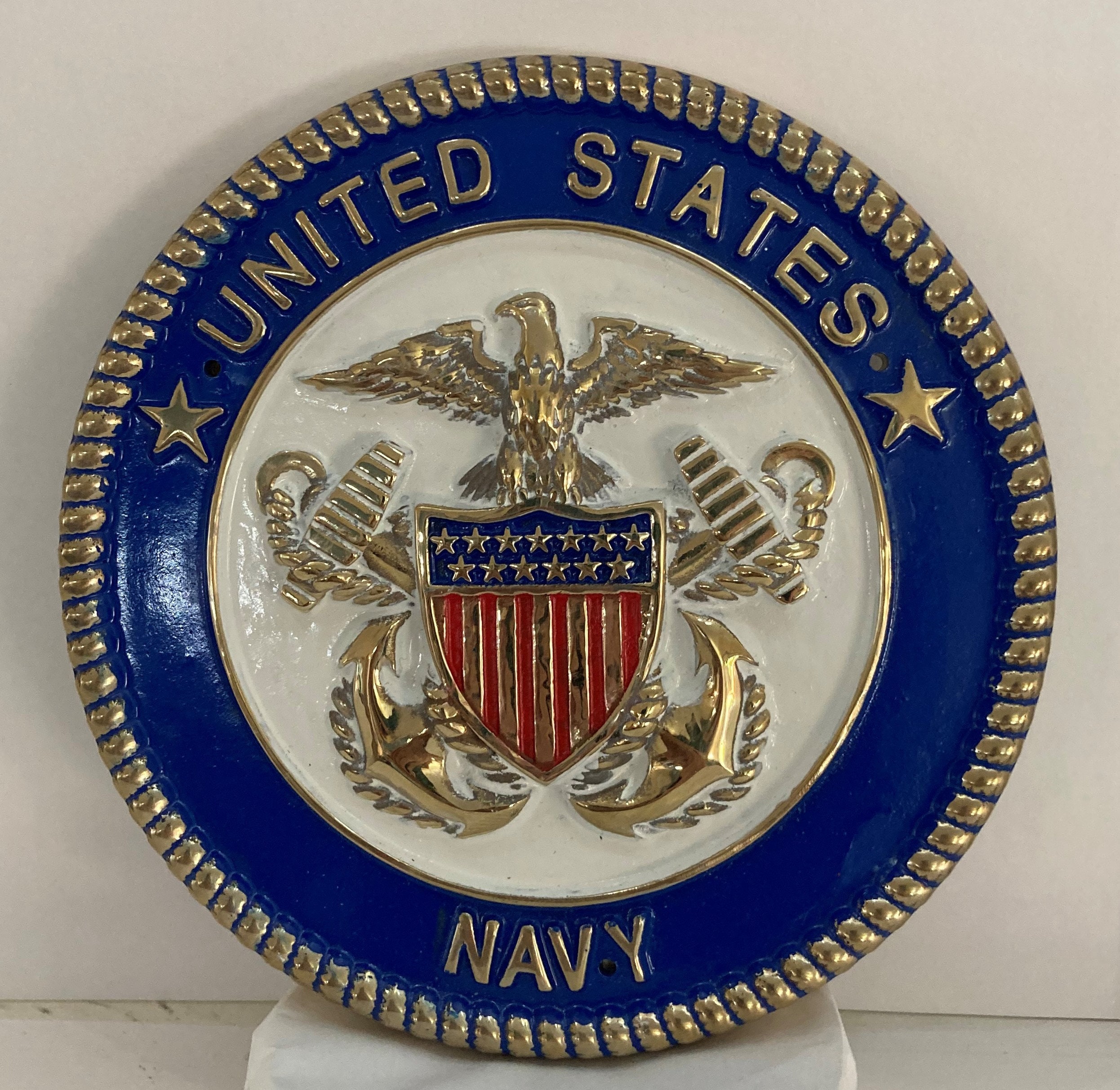 US Navy Emblem SOLID BRASS Metal Military Insignia 5 - 5/8