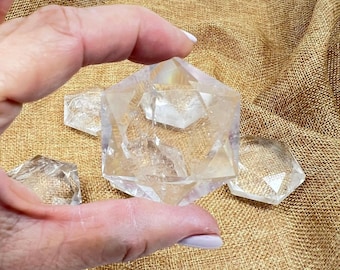 Etoile de David en quartz transparent - Cristal à géométrie sacrée, protection
