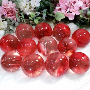 Fun & Uplifitng Cherry Quartz Spheres 70-80mm