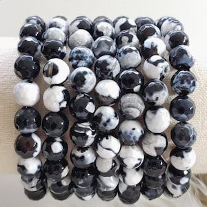 Orca Agate 8mm Faceted Beaded Bracelet for Emotional Healing & Calm Communication