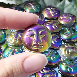 Tititanium Aura Quartz Goddess Moon Face – Uplifting, Protective & Pocket-sized
