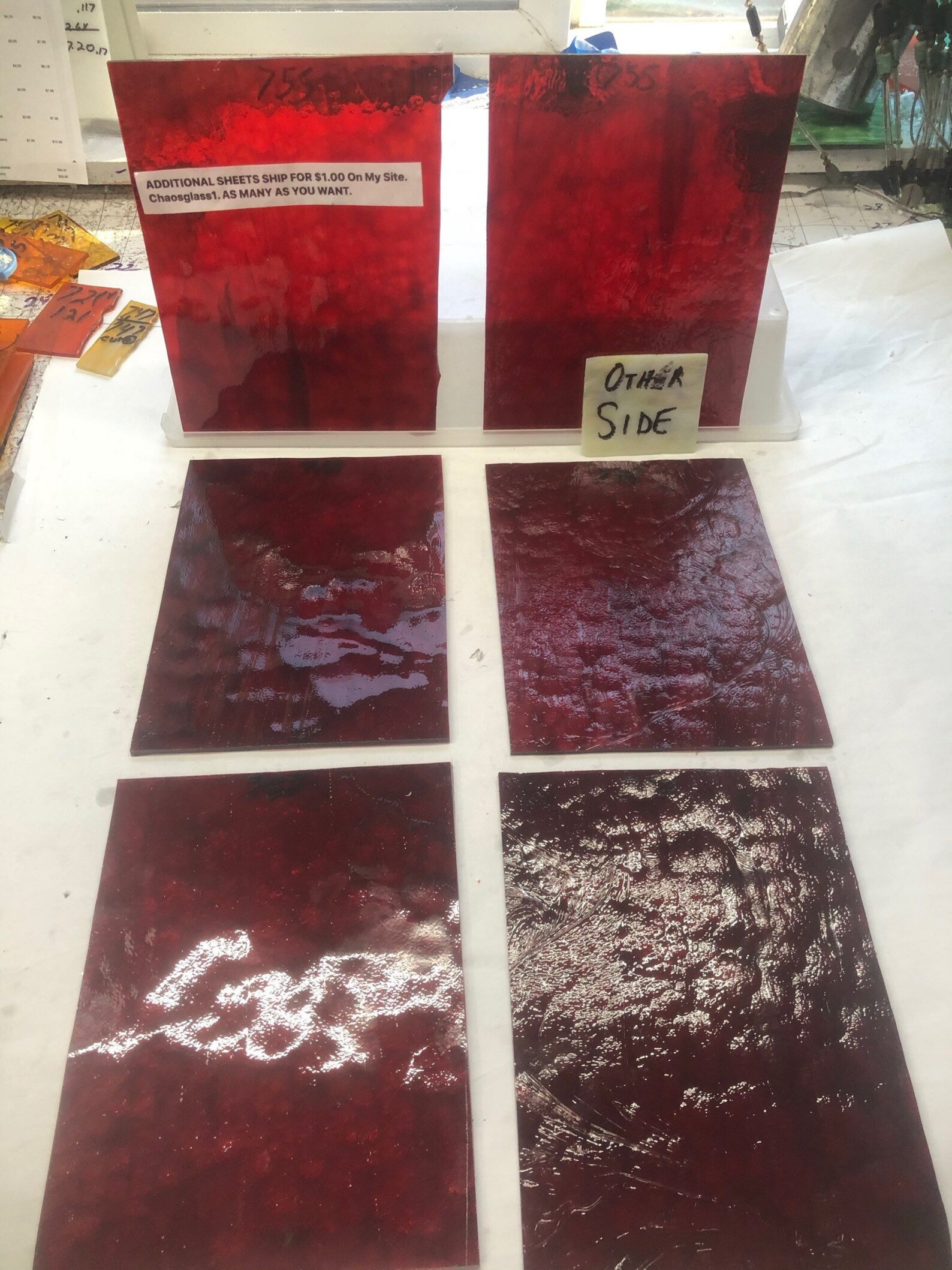 B775 175 RED TEXTURED TRANSLUCENT Stained Glass Sheet 6 Etsy