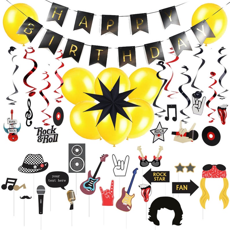 Rock Star Birthday Party Decoration Kit Rock N Roll Photo Etsy