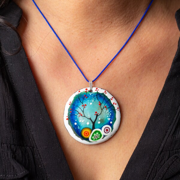 Fire-enameled pendant on copper, inspired by nature!