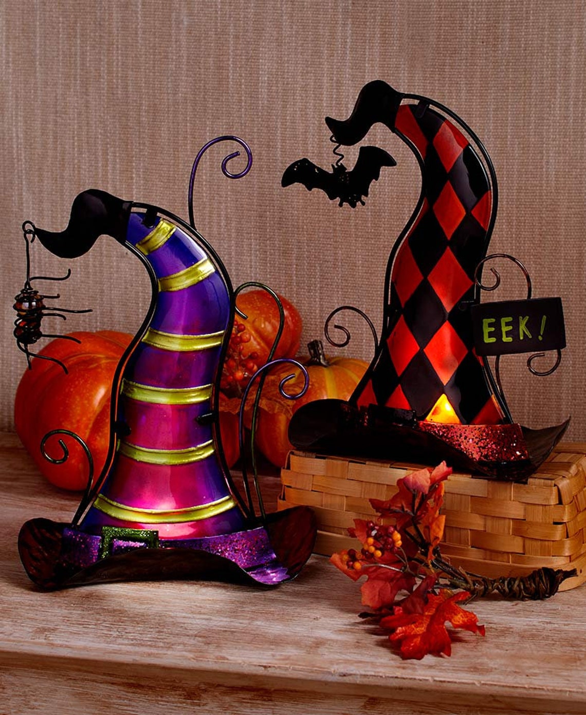 Purple Glass Witch Hat Tea Light Holder Halloween Horror Etsy