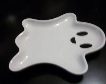 Ghost Spirit Spectre Apparition Halloween Small Ceramic Desert Appetizer Plate Spoon Rest