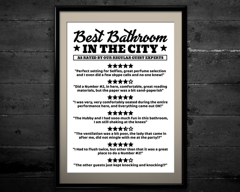 Bathroom Review sign Funny Bathroom reviews print Funny Etsy