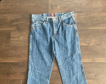 Vintage Slim Fit Wrangler blue denim jeans mens size 36