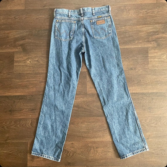 Vintage Slim Fit Wrangler blue denim jeans mens s… - image 4