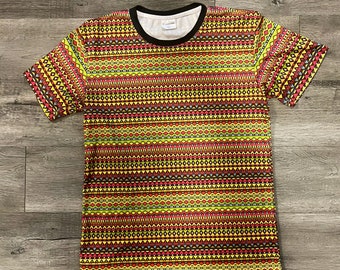 Cowcow vintage style Aztec print t-shirt mens size large