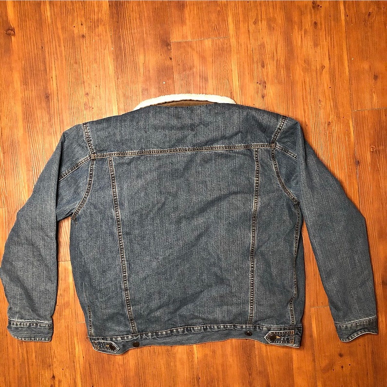 Vintage Wrangler denim jean jacket with wool lining Vtg