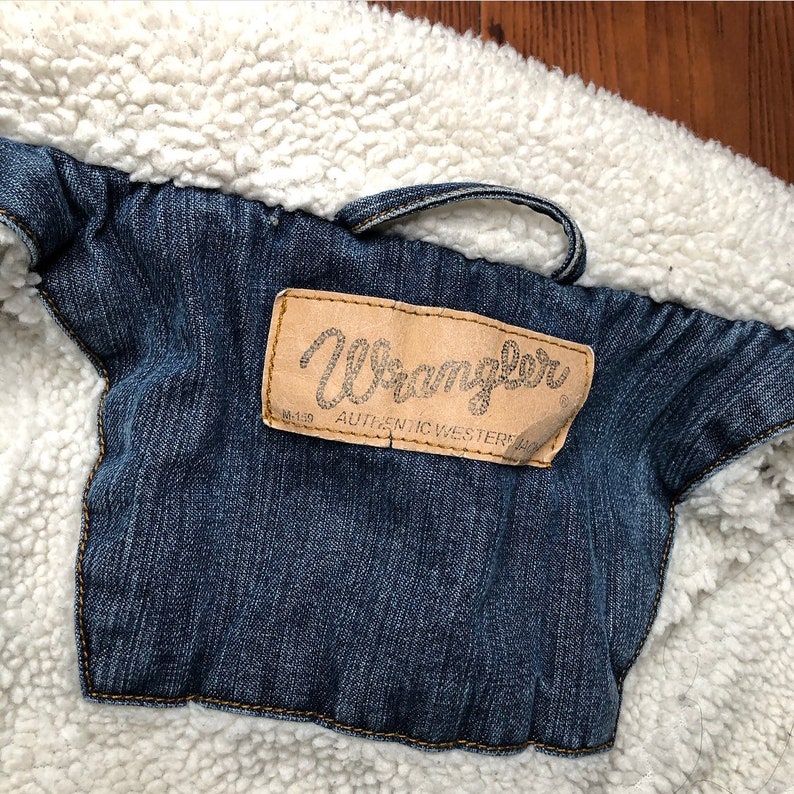 Vintage Wrangler denim jean jacket with wool lining Vtg