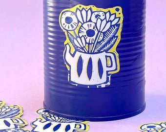 Flower vase sticker – colorful flower sticker – illustrated vase for laptop, journal and notebook – small gift