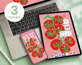 Tomato Wallpaper Set | Mobile, Tablet and Desktop Background | Digital Download