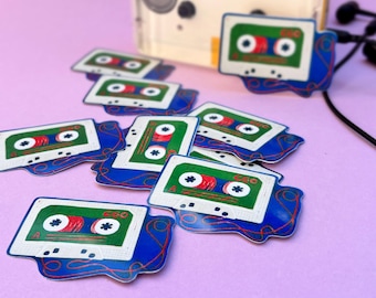 Cassette stickers – Retro mixtape stickers – Colorful music illustration – Gift for music fans and children of the 80s and 90s